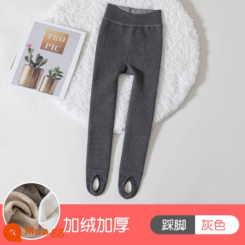 Girls 'Pantyhose Autumn and Winter Plus Trẻ em dày đặc bước trên quần lót, quần ấm em bé, đi tất nhảy - Mặt lốp màu xám [dải thẳng cộng với nhung và dày]