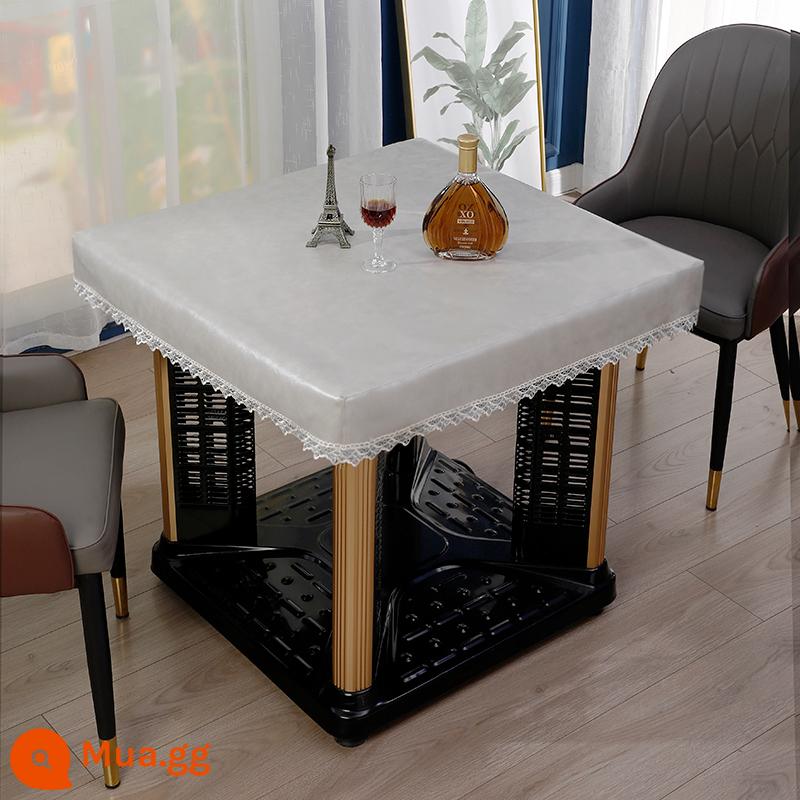 TableCloth Oil không thấm nước và không thấm nước Wash Wash Faterproof Waterproof Purple Skin Casual Kavual Kavual Kính phủ lên giường ngủ giường ngủ giường ngủ - Da dầu màu be có viền tan trong nước