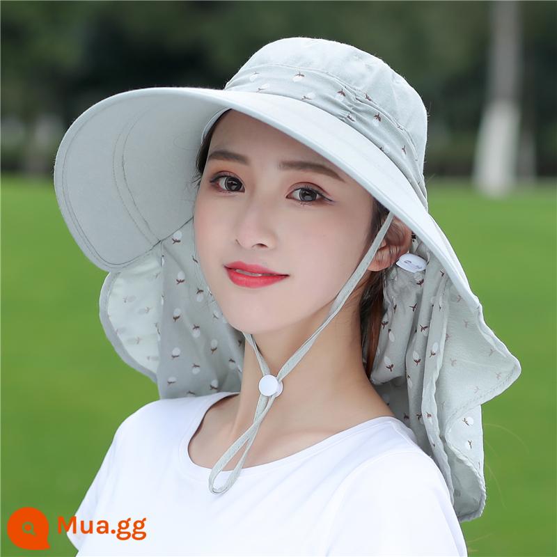 Mũ chống nắng mũ chống nắng nữ mũ mùa hè cạnh lớn đi xe đạp khẩu trang chống tia cực tím mũ hái trà làm việc che nắng - [Hình chính]-xám xanh