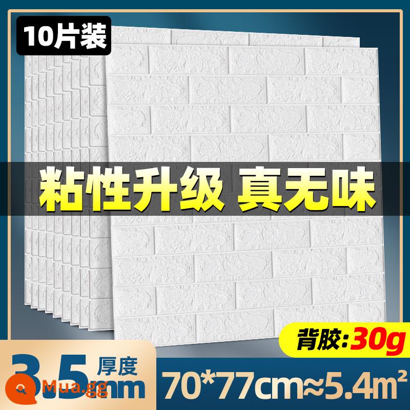 Giấy dán tường tự dính phòng ngủ ấm áp 3d dán tường ba chiều giấy dán tường nền tường xốp gạch trang trí miếng dán chống thấm nước và chống ẩm - Phân loại màu: 3,5mm [giá đặc biệt màu trắng] 10 miếng có độ dày hỗ trợ khoảng 5,4m2; kích thước/phương pháp xử lý: lớn