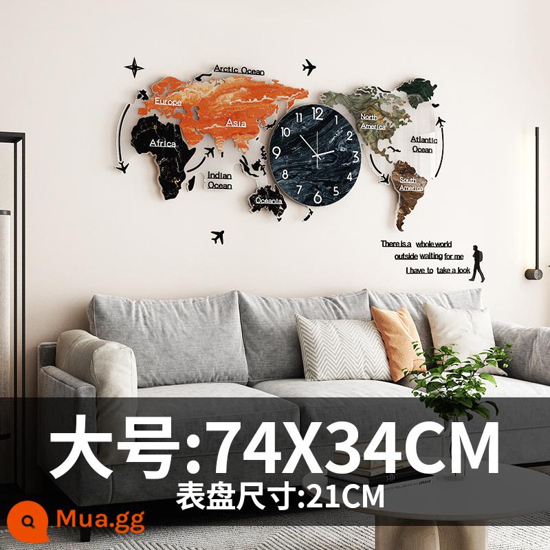 Phòng ăn 2022 Đồng hồ phòng khách mới CLOCK CLOCK CLOCK - [Bản đồ thế giới] Kích thước lớn: 74x34cm