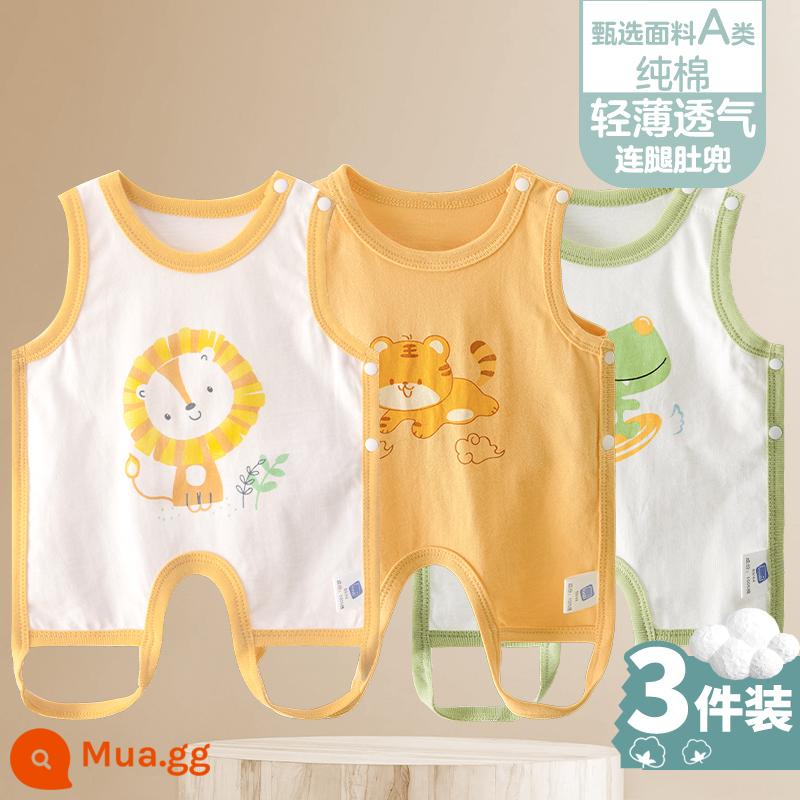 Tạp dề cho bé mùa hè phần mỏng cotton nguyên chất nam và nữ bé nửa lưng có chân bảo vệ bụng trẻ sơ sinh mùa xuân kiểu vest bốn mùa - [Thú Cưng Sư Tử C+Hổ Dễ Thương C+Lướt C] 3 miếng