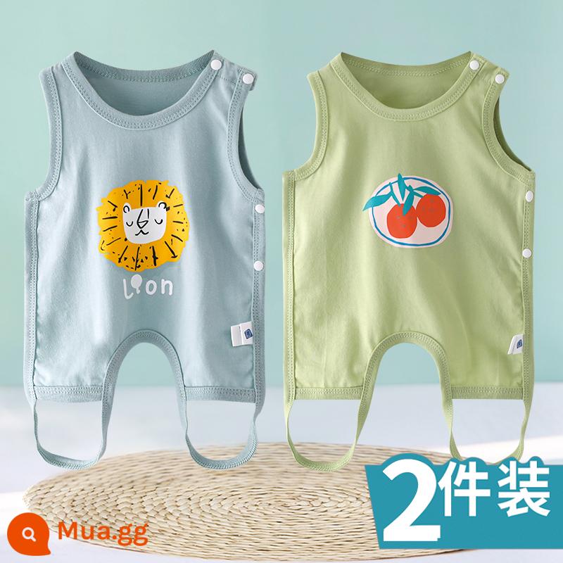 Tạp dề cho bé mùa hè phần mỏng cotton nguyên chất nam và nữ bé nửa lưng có chân bảo vệ bụng trẻ sơ sinh mùa xuân kiểu vest bốn mùa - [Sư Tử + Cam] 2 miếng