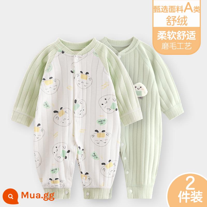 Áo liền quần cho bé Shuvelvet cotton sơ sinh ấm áp mùa xuân và mùa thu đông đi chơi romper quần áo trẻ em bộ đồ thu đông - [Thư Dung] Xanh A + Xanh B