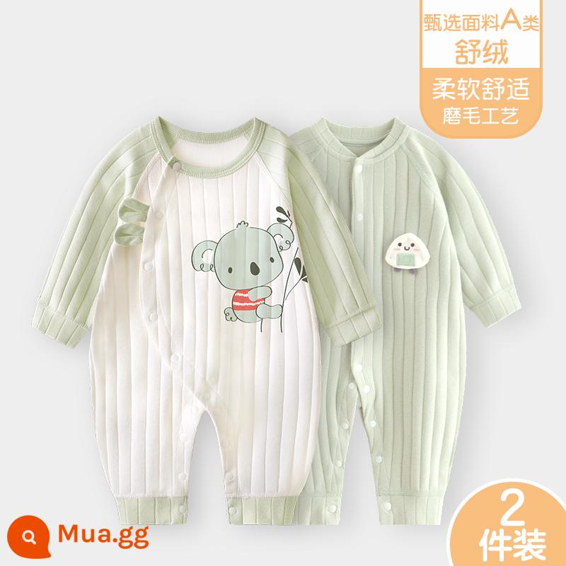 Áo liền quần cho bé Shuvelvet cotton sơ sinh ấm áp mùa xuân và mùa thu đông đi chơi romper quần áo trẻ em bộ đồ thu đông - [Thư Dung] Cao Tiểu La + Xanh