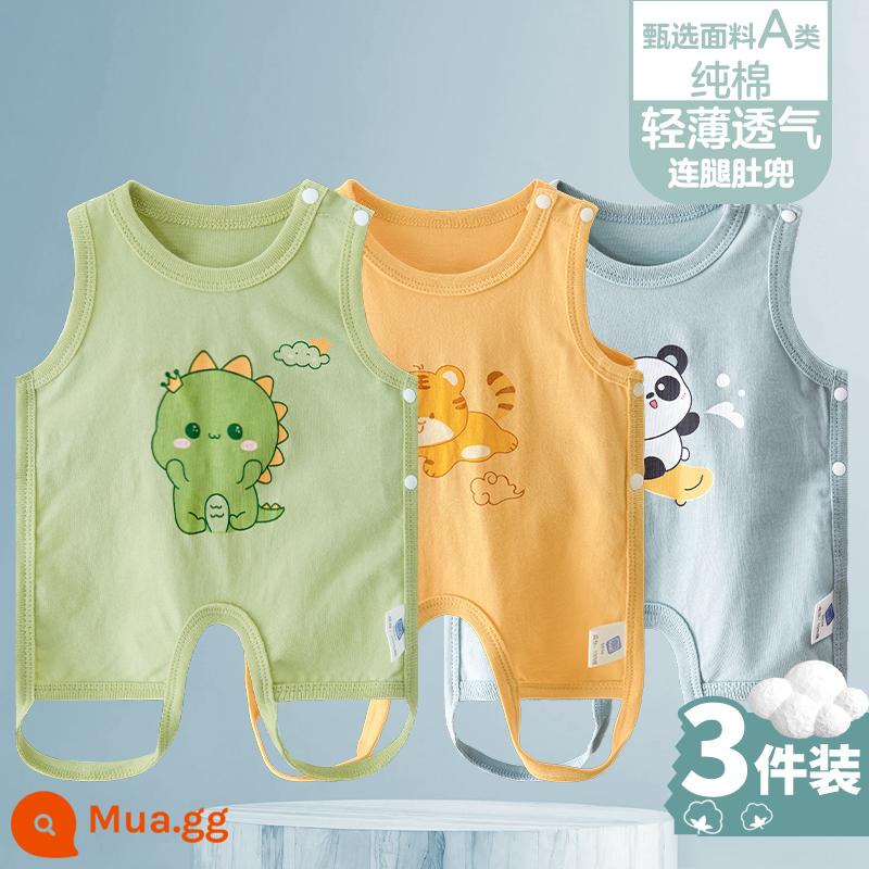 Tạp dề cho bé mùa hè phần mỏng cotton nguyên chất nam và nữ bé nửa lưng có chân bảo vệ bụng trẻ sơ sinh mùa xuân kiểu vest bốn mùa - [Khủng long C+Hổ dễ thương C+Duntun C] 3 miếng