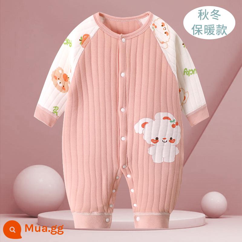 Quần áo cotton cho bé mùa đông áo liền quần dày mùa xuân và mùa thu mùa đông phù hợp với trẻ sơ sinh chần bông ấm áp cho bé quần áo - [Ấm] Thỏ Trắng A