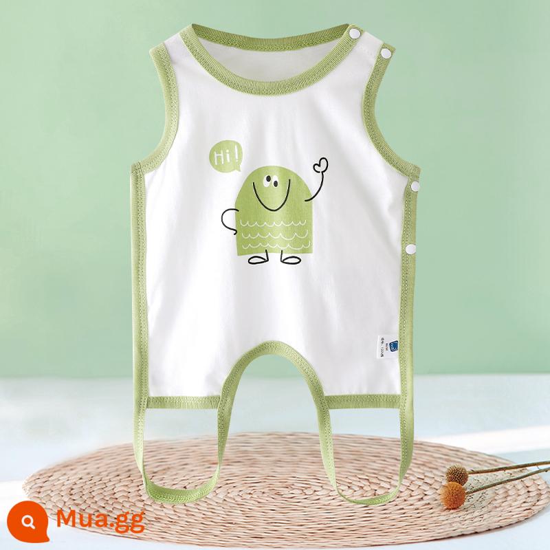 Tạp dề cho bé mùa hè phần mỏng cotton nguyên chất nam và nữ bé nửa lưng có chân bảo vệ bụng trẻ sơ sinh mùa xuân kiểu vest bốn mùa - [Qizai xanh] 1 miếng