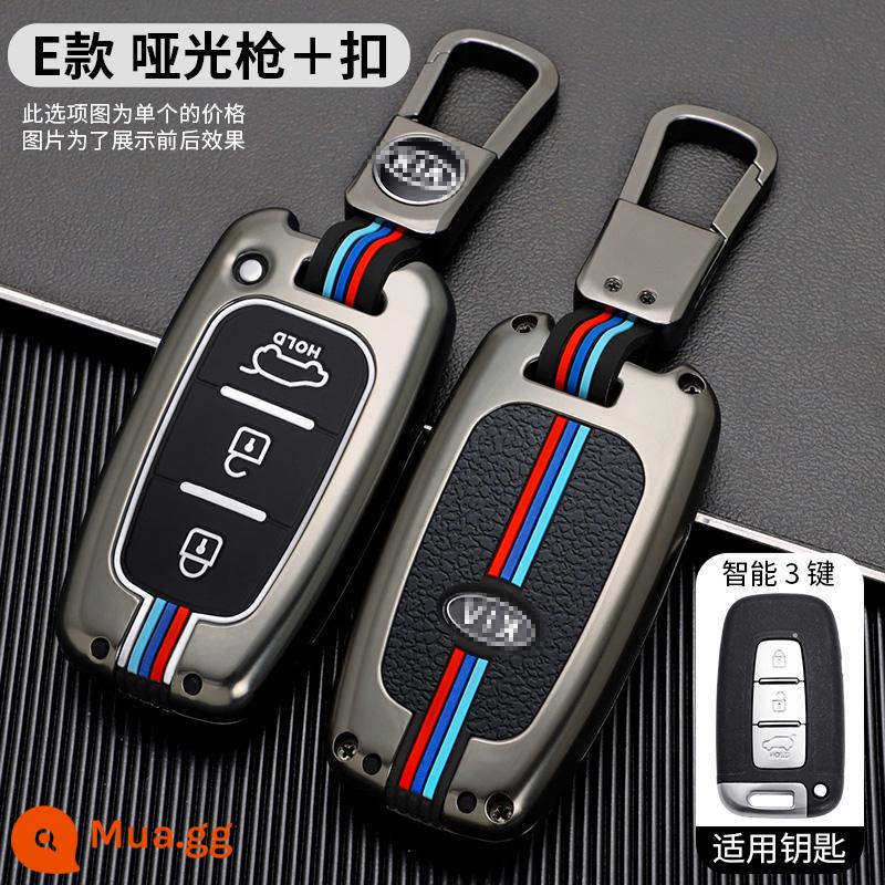 Túi chìa khóa KIA vỏ kim loại K3K4K5kx3kx5/7 smart running Sorento Yi running Kaishen set khóa nam CHÉO - Mẫu E ba nút★Mẫu hợp kim ba màu [khóa vuông] màu súng mờ