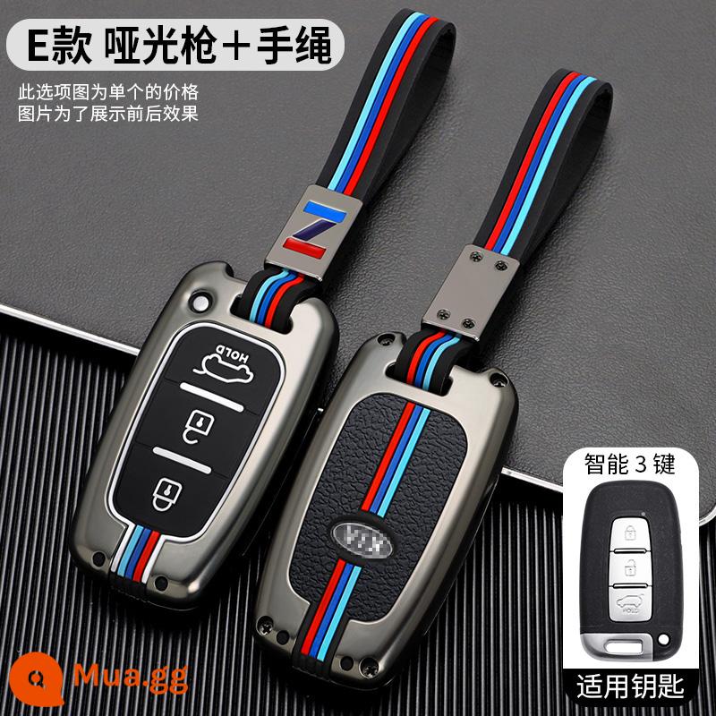 Túi chìa khóa KIA vỏ kim loại K3K4K5kx3kx5/7 smart running Sorento Yi running Kaishen set khóa nam CHÉO - Mẫu E ba nút★ mẫu hợp kim ba màu [dây đeo tay] màu súng mờ