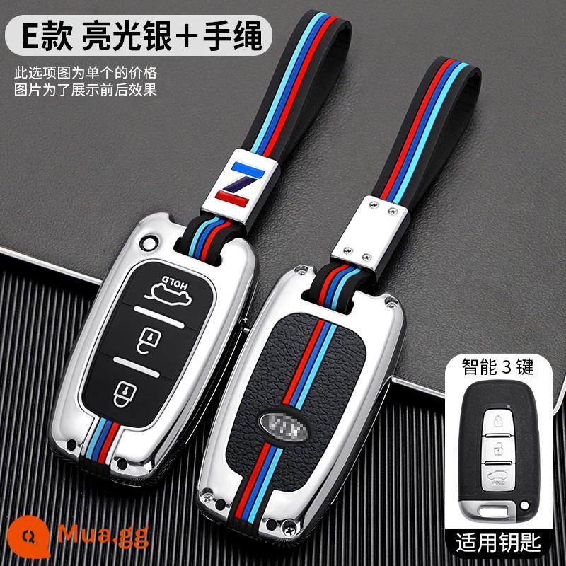 Túi chìa khóa KIA vỏ kim loại K3K4K5kx3kx5/7 smart running Sorento Yi running Kaishen set khóa nam CHÉO - Mẫu E ba nút ★ mẫu hợp kim ba màu [dây đeo tay] màu bạc ánh trăng