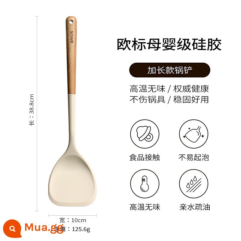 Sowe Thìa Silicone Dụng Cụ Nấu Ăn Gia Đình Thìa Nồi Chống Dính Đặc Biệt Muỗng Súp Rây Lọc Muỗng Ăn Cơm Chịu Nhiệt Độ Cao Bộ Dụng Cụ Nhà Bếp - [Thuổng] [Lớn hơn và dài hơn] 38,8cm (chỉ dành cho chậu lớn).