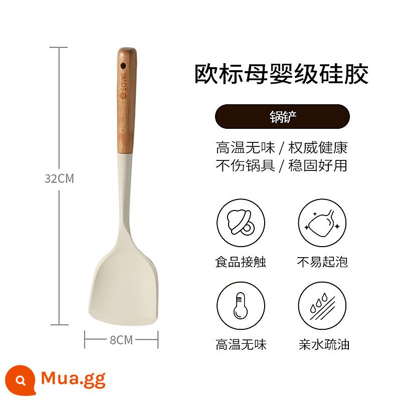 Sowe Thìa Silicone Dụng Cụ Nấu Ăn Gia Đình Thìa Nồi Chống Dính Đặc Biệt Muỗng Súp Rây Lọc Muỗng Ăn Cơm Chịu Nhiệt Độ Cao Bộ Dụng Cụ Nhà Bếp - [Spade] Tiêu chuẩn Châu Âu dành cho bà mẹ và trẻ sơ sinh để bảo vệ sức khỏe.