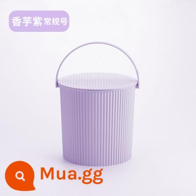 Bồn tắm Thùng phân dày nhựa có thể ngồi trong phòng tắm ở nhà mẫu giáo -Thùng lưu trữ có nắp câu cá - Khoai môn Tím Size thường (miễn phí cốc Nhật)