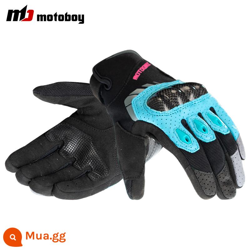 Găng tay đi xe máy Motoboy nữ mùa đông thiết bị đi xe máy nữ thoáng khí chống rơi chống mài mòn màn hình cảm ứng - GW-01 AIR V2 xanh (mùa hè)