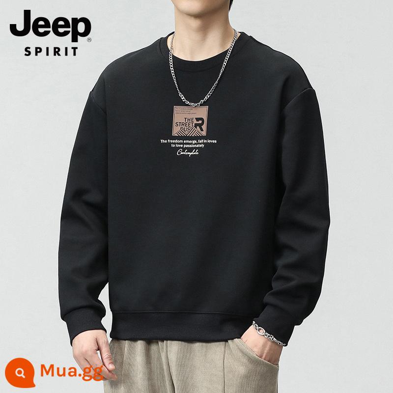 JEEP Áo Thun Nam Ngắn Tay Xu Hướng Mùa Hè Quần Áo Rời Áo Thun Nặng Quần Lót Nam Quần Áo Nam - T cotton dày màu đen