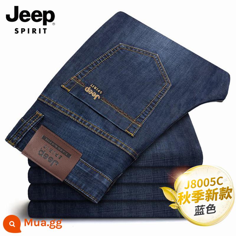 JEEP quần jean nam mùa xuân và mùa thu rộng thẳng quần âu mới kích thước lớn quần nam mùa đông cộng với nhung quần dày - Phong cách xuân thu xanh J8005C