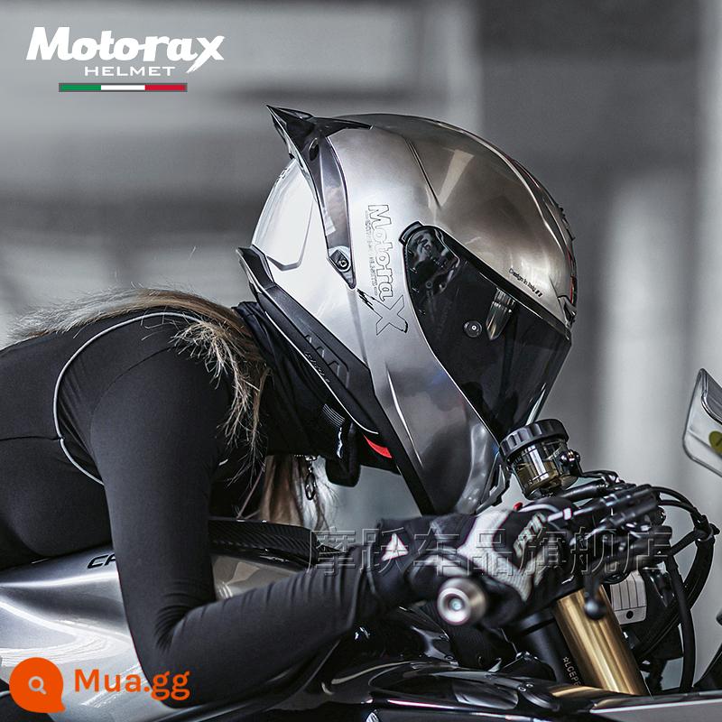 MOTORAX Morex R50S Một Đầu Máy Xe Lửa Mũ Bảo Hiểm Full Mũ Bảo Hiểm Nam Nữ Đuôi Lớn Gió Xuân Xe Bốn Mùa - Bạc Aurora [Gương đen] [Màu mới]