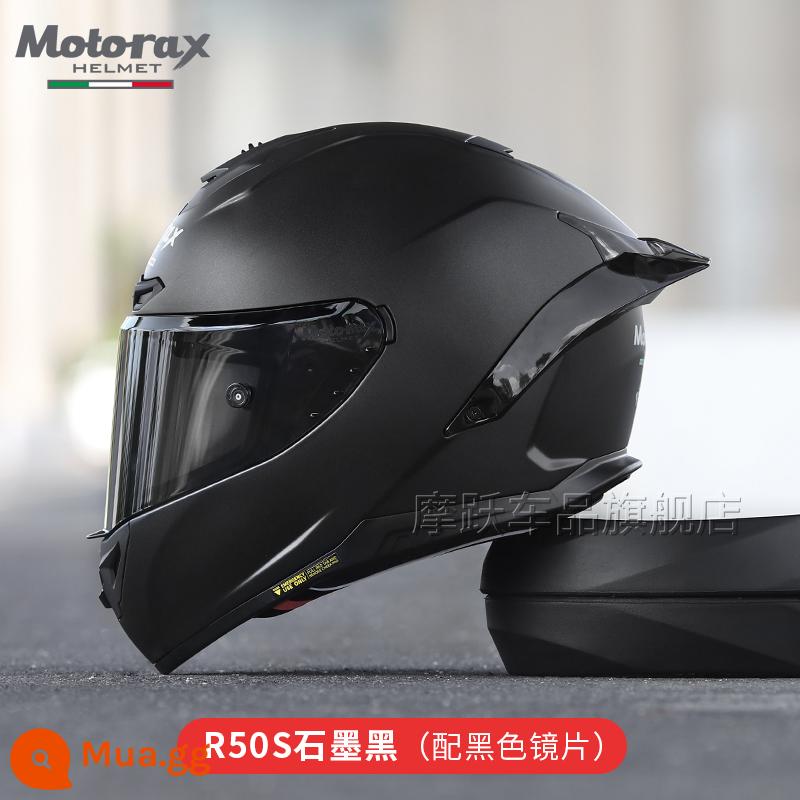 MOTORAX Morex R50S Một Đầu Máy Xe Lửa Mũ Bảo Hiểm Full Mũ Bảo Hiểm Nam Nữ Đuôi Lớn Gió Xuân Xe Bốn Mùa - Than chì đen [Gương đen]