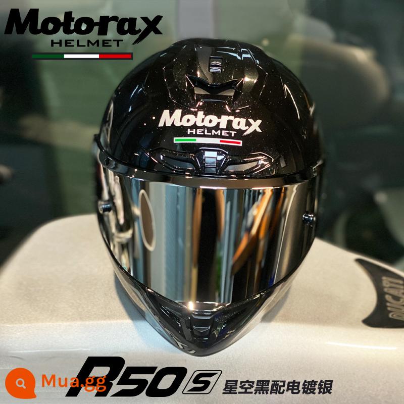 MOTORAX Morex R50S Một Đầu Máy Xe Lửa Mũ Bảo Hiểm Full Mũ Bảo Hiểm Nam Nữ Đuôi Lớn Gió Xuân Xe Bốn Mùa - Bầu trời đầy sao đen [gương bạc]