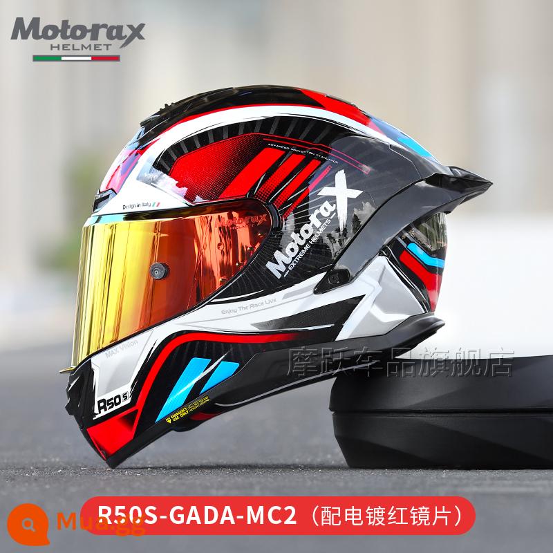 MOTORAX Morex R50S Một Đầu Máy Xe Lửa Mũ Bảo Hiểm Full Mũ Bảo Hiểm Nam Nữ Đuôi Lớn Gió Xuân Xe Bốn Mùa - GaDa2[Gương đỏ]