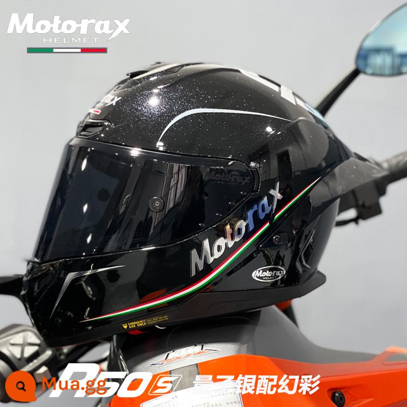 MOTORAX Morex R50S Một Đầu Máy Xe Lửa Mũ Bảo Hiểm Full Mũ Bảo Hiểm Nam Nữ Đuôi Lớn Gió Xuân Xe Bốn Mùa - Bạc lượng tử [Gương đen]