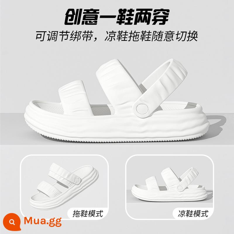 Giày sandal nữ mùa hè 2023 mới đế dày thời trang phù hợp đi 2 lần trong nhà và ngoài trời Đế mềm chống trượt bước phân cảm dép nữ - Trắng [kiểu mặc hai lớp]