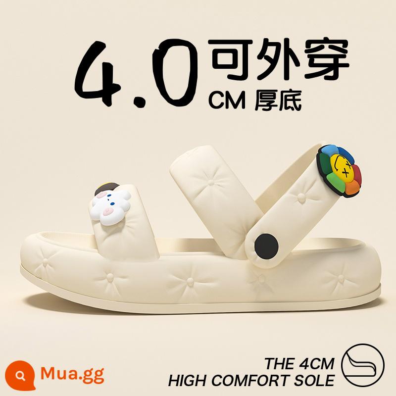 Giày sandal nữ mùa hè 2023 mới đế dày thời trang phù hợp đi 2 lần trong nhà và ngoài trời Đế mềm chống trượt bước phân cảm dép nữ - Trắng nhạt [phong cách hoạt hình]