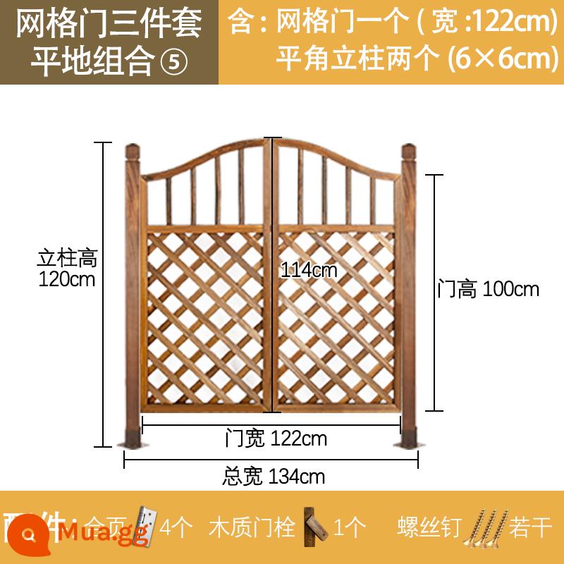 Hàng rào gỗ chống ăn mòn carbonized hàng rào sân vườn chèn ngoài trời phân vùng hoa đứng ngoài trời hàng rào hàng rào hàng rào leo mây đứng - Bộ sàn cứng [122 cửa lưới + 2 cột] tặng kèm phụ kiện