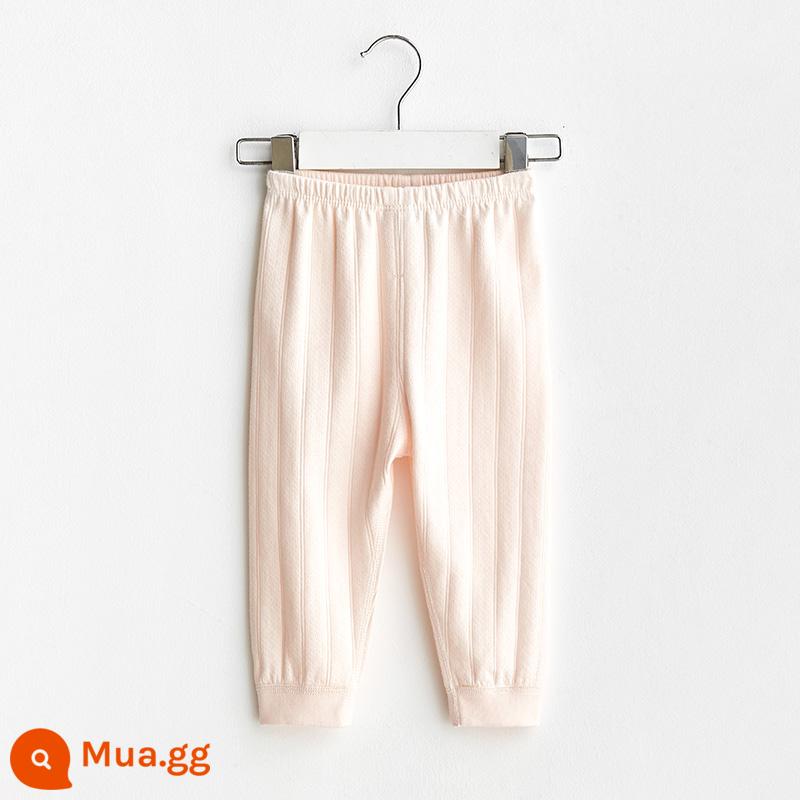 Quần vệ sinh trẻ em mùa xuân thu đông quần cotton nguyên chất cho bé trai và bé gái đáy mở đồ ngủ cho bé quần dài ấm áp - 21071 màu hồng