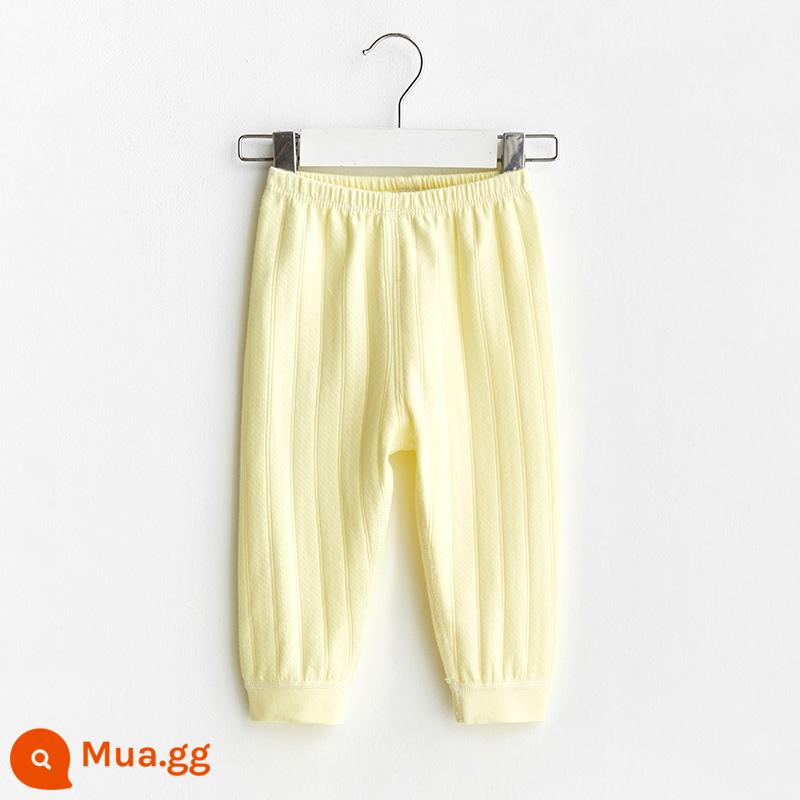 Quần vệ sinh trẻ em mùa xuân thu đông quần cotton nguyên chất cho bé trai và bé gái đáy mở đồ ngủ cho bé quần dài ấm áp - 21071 màu vàng