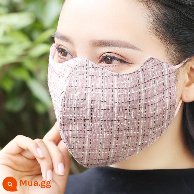 Mặt nạ mùa thu và mùa đông của phụ nữ phong cách Trung Hoa thời trang cotton nguyên chất mùa đông ấm áp và chống lạnh bông vải người lớn chống gió dày lên - Bột sọc Hàn Quốc mùa đông