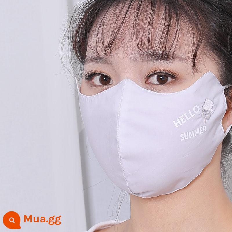 Mặt nạ nữ mùa xuân và mùa hè chống nắng thoáng khí mùa hè tăng cotton nguyên chất chống tia cực tím nữ thần thời trang vải cotton chống gió - Kem mùa hè màu xám nhạt