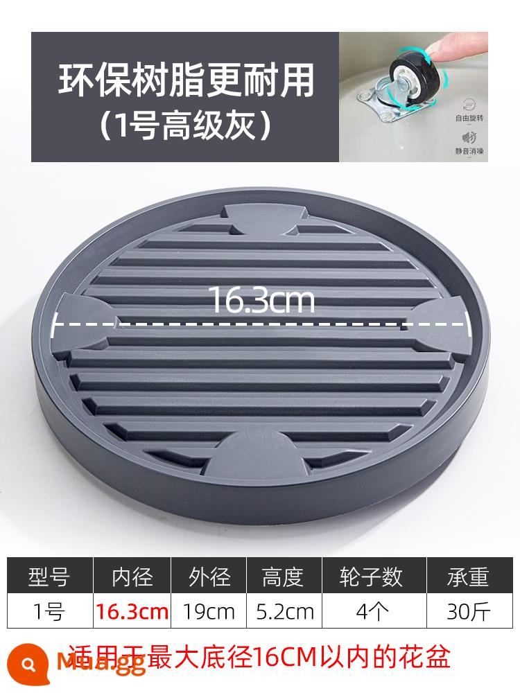 Khay chậu hoa di động với khung gầm bánh xe pad con lăn bánh xe đa năng khay nước bánh xe vô hình ròng rọc nhựa trong chậu - [Bánh xe im lặng chịu tải cao/chống trượt] Tròn 4 bánh số 1 màu xám/đường kính trong 16.3