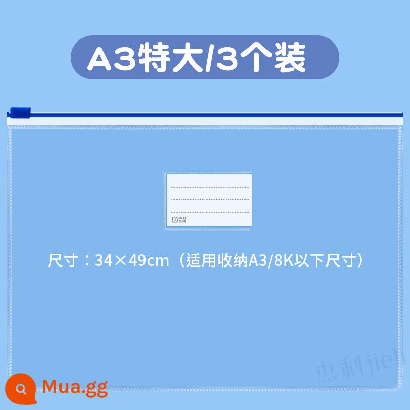 Jelly A5 túi hồ sơ trong suốt kỳ thi học sinh túi đặc biệt sức chứa lớn a4 túi kéo bên hông có danh thiếp kỳ thi tuyển sinh cấp 3 kỳ thi tuyển sinh đại học túi văn phòng phẩm túi đựng vé vào cửa công chức học sinh chống nước logo tùy chỉnh - A3 Cực Lớn/3 Gói