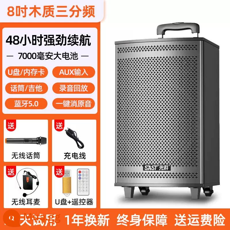 Xianke Vuông Vũ Âm Thanh Di Động Ngoài Trời Cần Kéo Hiệu Suất Hát Karaoke Loa Bluetooth Di Động Tại Nhà Công Suất Cao - Loa kết hợp 14 inch Loa biểu diễn chuyên nghiệp + micrô không dây + tai nghe không dây + ổ flash USB bài hát 32G