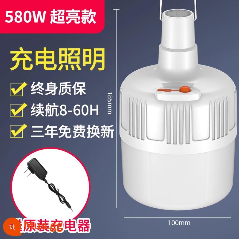 Đèn LED Sạc Bóng Đèn Mất Điện Chiếu Sáng Khẩn Cấp Hộ Gia Đình Đèn Cắm Trại Ngoài Trời Siêu Sáng Đèn Gian Hàng Chợ Đêm - Model cực sáng (ánh sáng trắng 580w) với thời lượng pin 60H "độ sáng được nâng cấp"