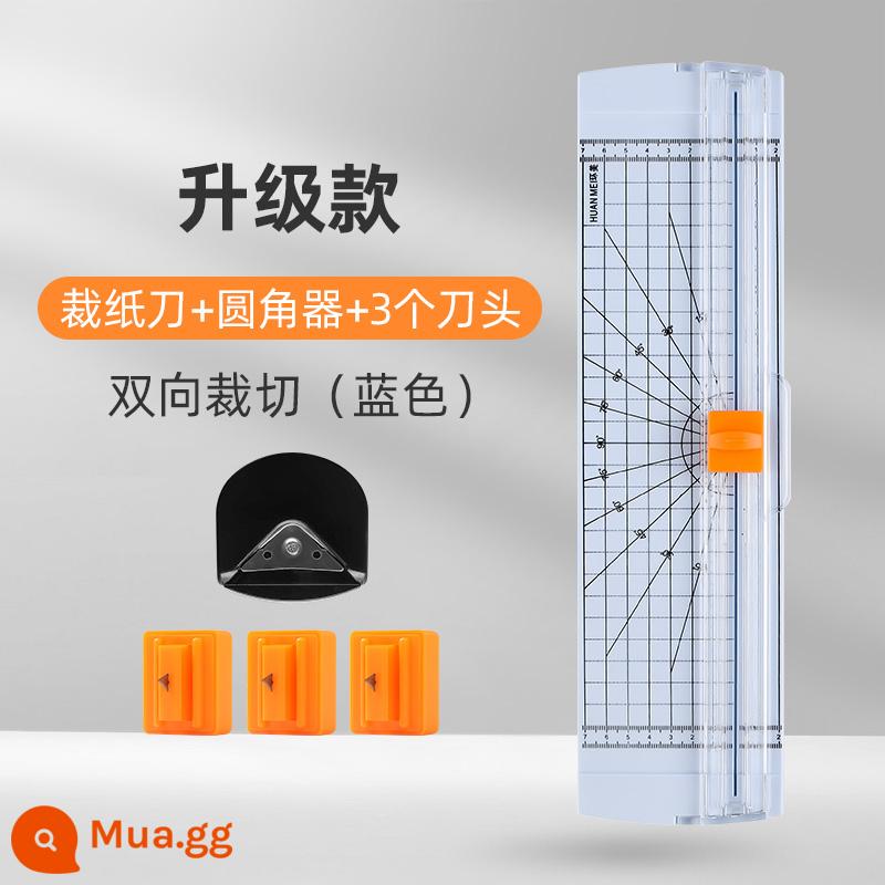 Dao cắt giấy nhỏ Dao cắt giấy Ảnh hiện vật Máy cắt ảnh cắt bàn Máy cắt giấy Guillotine Xuan Dao cắt cổng mini Dao cắt đa năng A4 Dải lương Dao cắt dao đặc biệt Dao cắt giấy Sử dụng văn phòng - [Sky Blue] Máy cắt giấy 2 chiều + 3 lưỡi + phụ góc