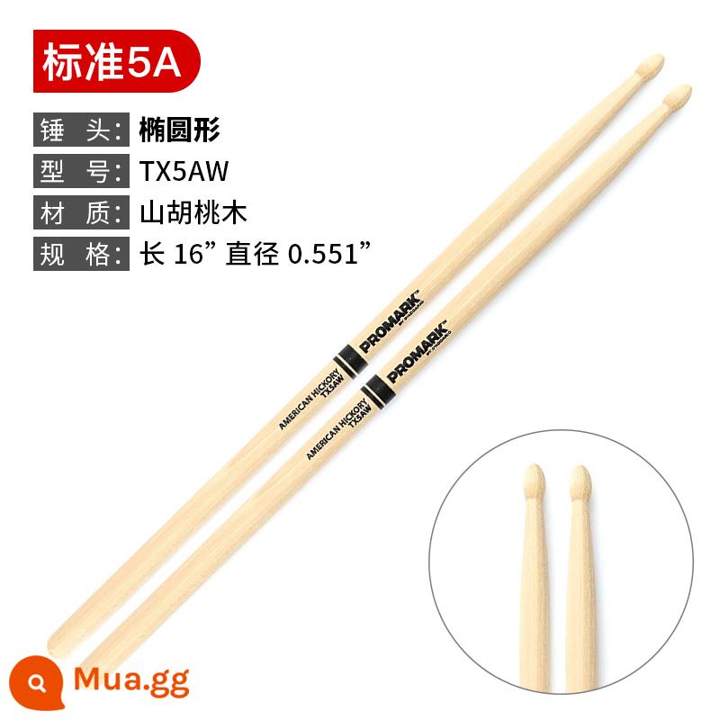 Làm đẹp Dadrio Drum Promark Gỗ Gỗ rắn 7A5A5B Kệ chuyên nghiệp Trống Trống Búa búa búa - TX5AW (đầu búa hình bầu dục 5A tiêu chuẩn)