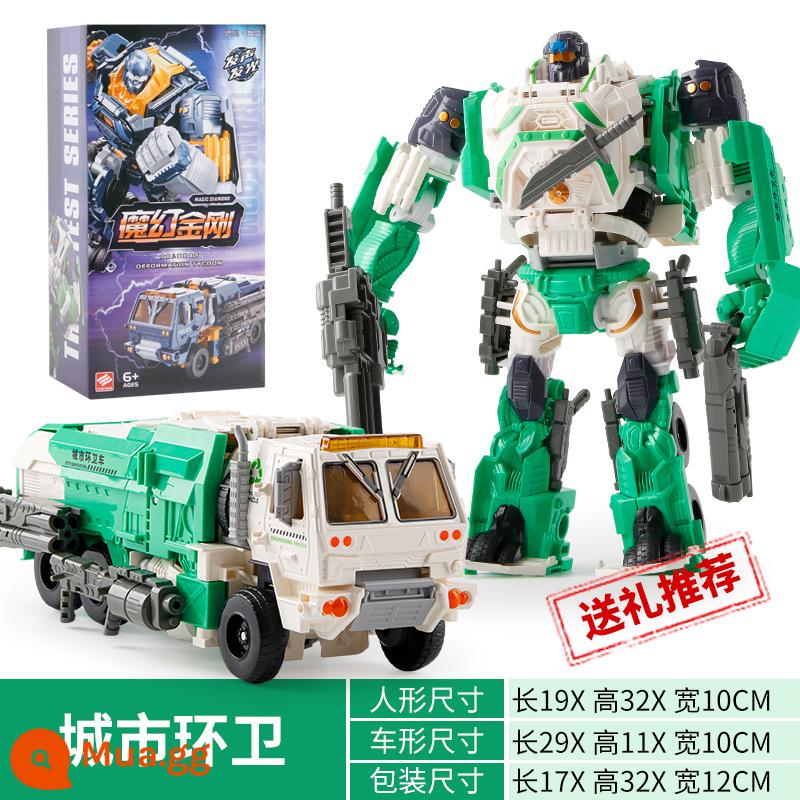 Đồ chơi biến dạng xe cảnh sát ngoại cỡ máy bay robot biến hình King Kong fire Autobot cậu bé mẫu nhí 6 tuổi 5 - Phiên bản âm thanh và ánh sáng lớn vệ sinh đô thị {hộp quà tặng mẫu ô tô} (hộp màu bìa cứng)