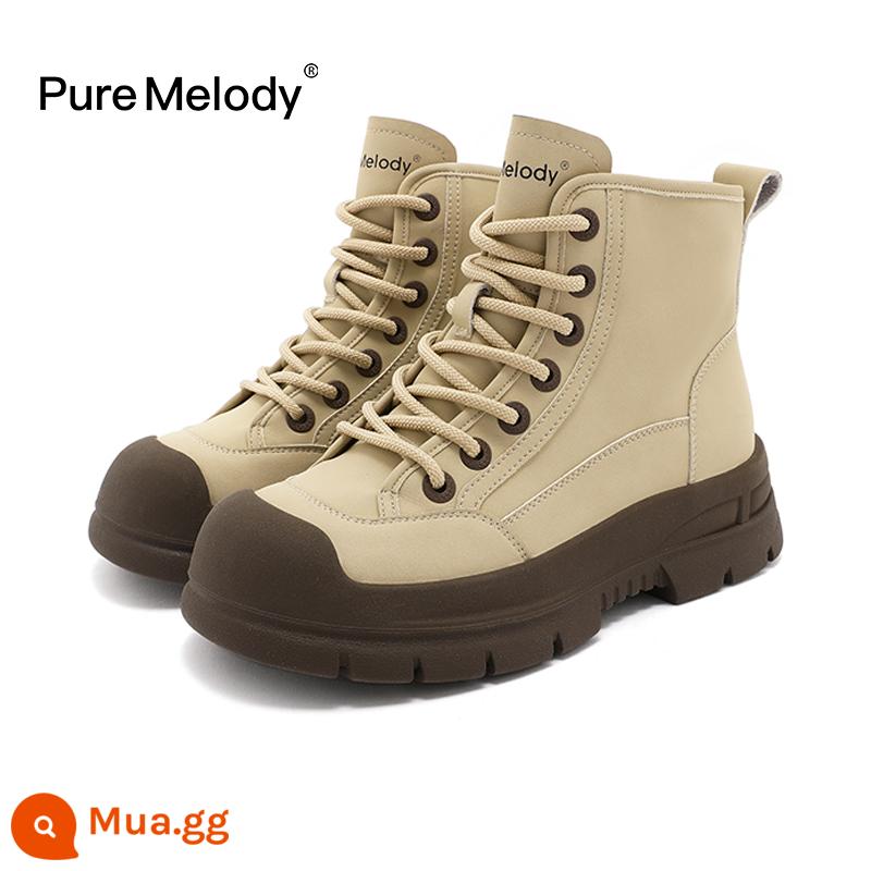 PM Martin Boots Mùa xuân và Mùa thu Boot Boot Boots Boots của Anh Xu hướng trong khi giày da tạm thời bị hỏng Xóa giày phụ nữ - PWQC35XX9008H màu sa mạc