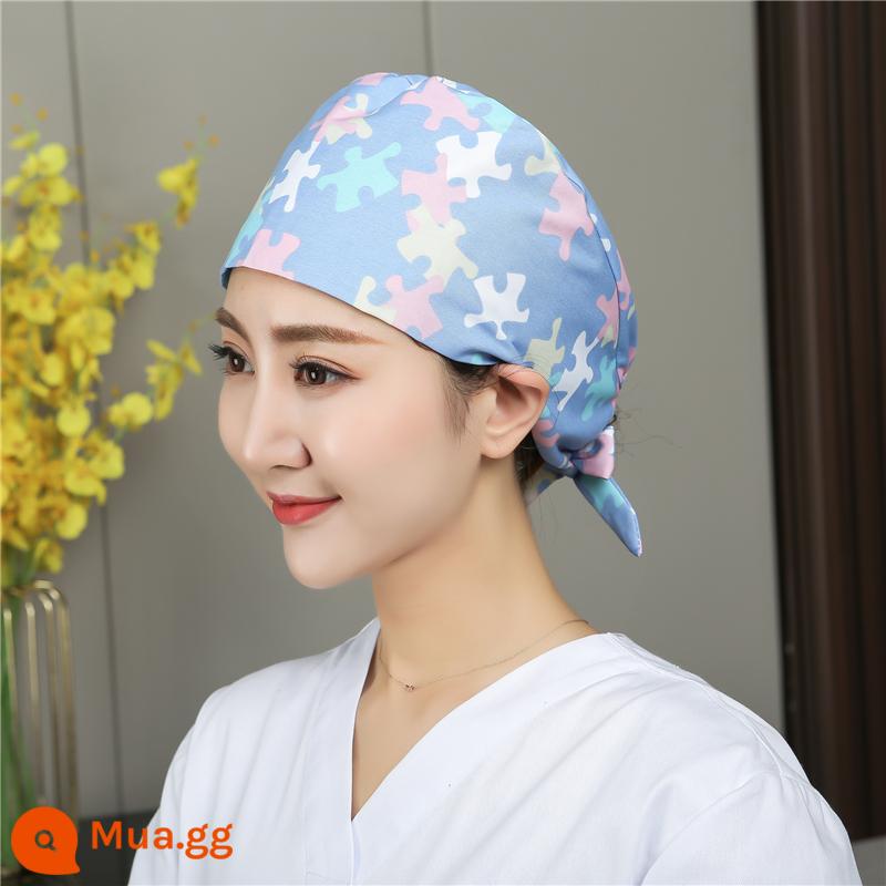 Mũ phòng mổ nữ cotton mũ y tá giam hóa trị bao đầu mũ phòng khám nha khoa bác sĩ làm việc mũ nam - Khối xây dựng Mũ hoa T/C Pha trộn