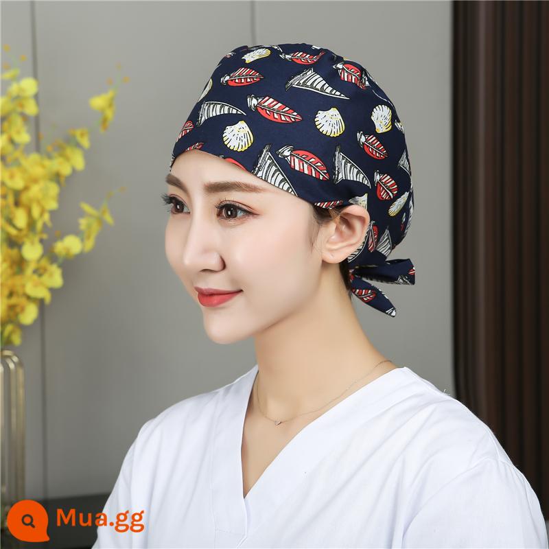 Mũ phòng mổ nữ cotton mũ y tá giam hóa trị bao đầu mũ phòng khám nha khoa bác sĩ làm việc mũ nam - vỏ sò