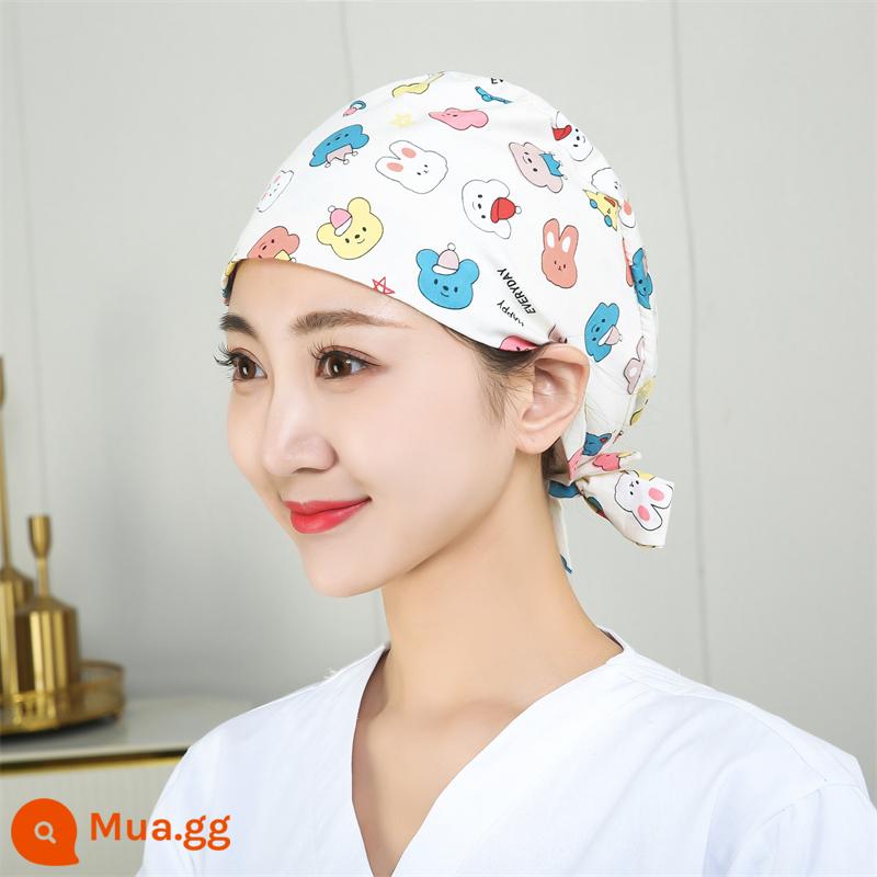 Mũ phòng mổ nữ cotton mũ y tá giam hóa trị bao đầu mũ phòng khám nha khoa bác sĩ làm việc mũ nam - nữ hoàng gấu