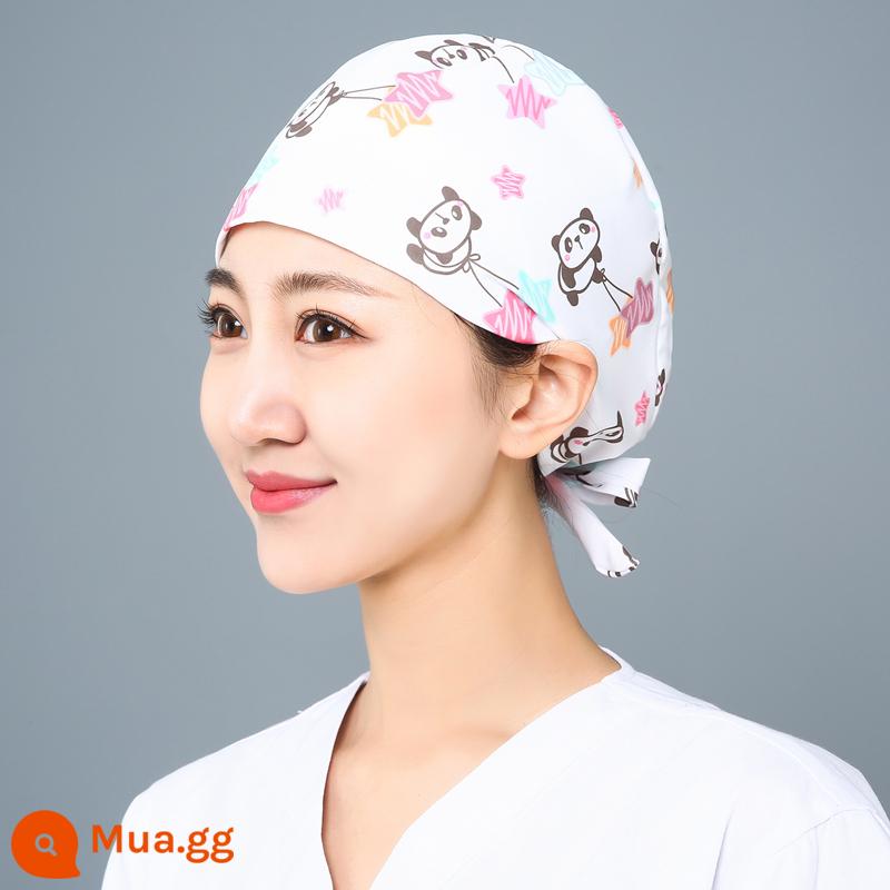 Mũ phòng mổ nữ cotton mũ y tá giam hóa trị bao đầu mũ phòng khám nha khoa bác sĩ làm việc mũ nam - Sợi Polyester Panda Star-M24