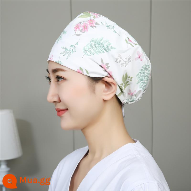 Mũ phòng mổ nữ cotton mũ y tá giam hóa trị bao đầu mũ phòng khám nha khoa bác sĩ làm việc mũ nam - Nút điều chỉnh bột màu trắng