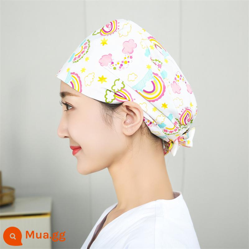 Mũ phòng mổ nữ cotton mũ y tá giam hóa trị bao đầu mũ phòng khám nha khoa bác sĩ làm việc mũ nam - cầu vồng