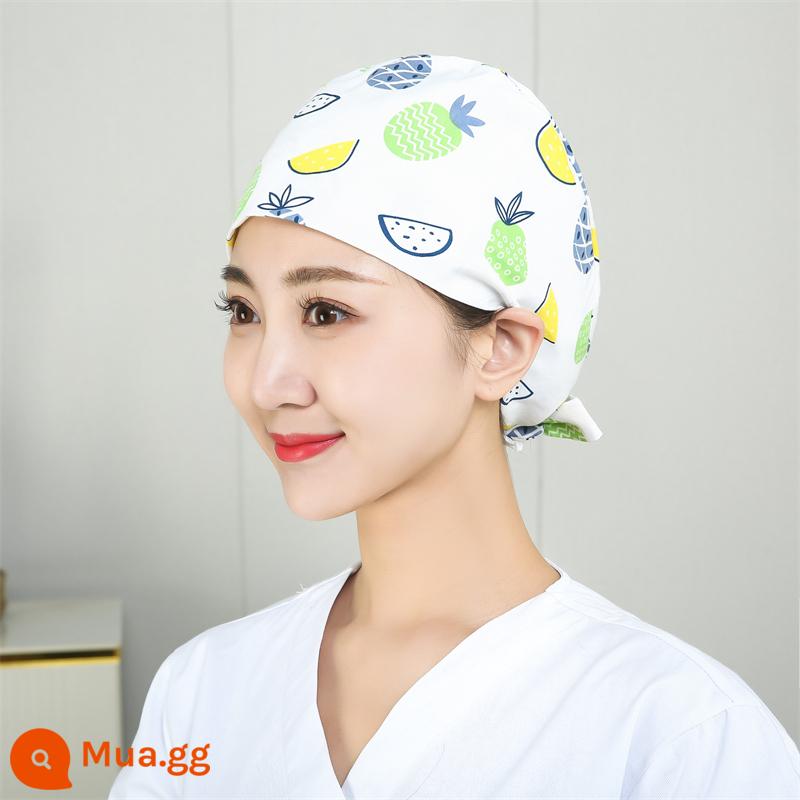 Mũ phòng mổ nữ cotton mũ y tá giam hóa trị bao đầu mũ phòng khám nha khoa bác sĩ làm việc mũ nam - Trái cây đầy màu sắc