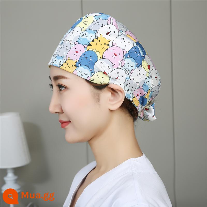 Mũ phòng mổ nữ cotton mũ y tá giam hóa trị bao đầu mũ phòng khám nha khoa bác sĩ làm việc mũ nam - Polyester mũm mĩm