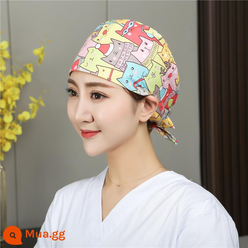 Mũ phòng mổ nữ cotton mũ y tá giam hóa trị bao đầu mũ phòng khám nha khoa bác sĩ làm việc mũ nam - chinchilla